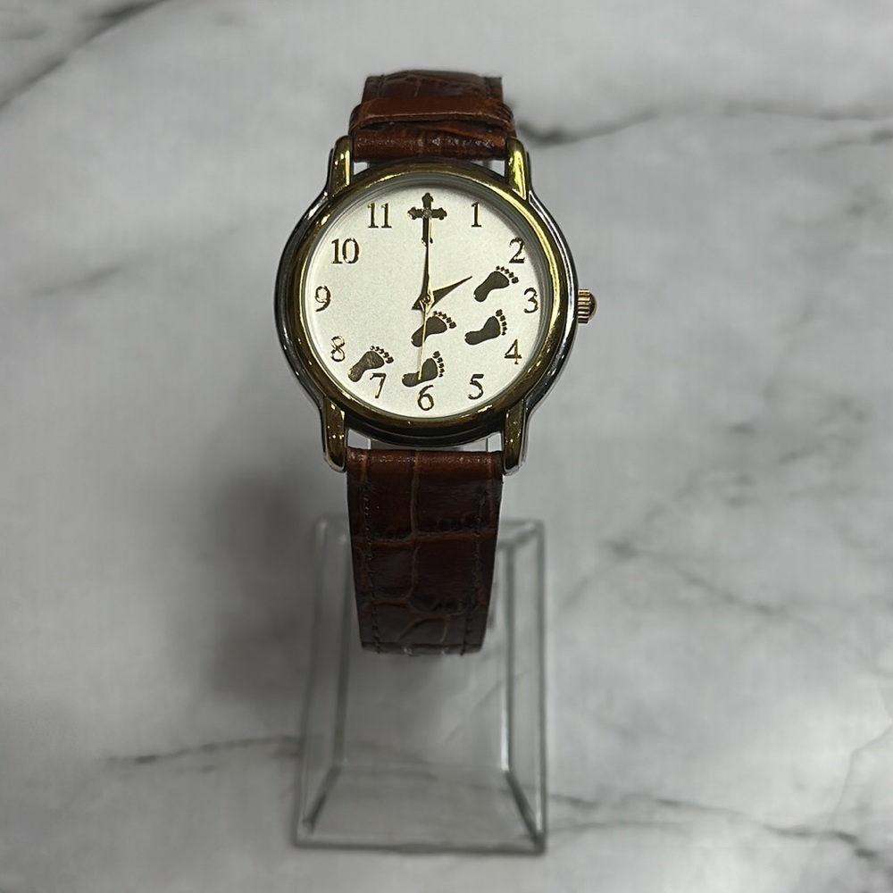 Footprints It Was Then That I Carried You Watch Genuine Leather Band